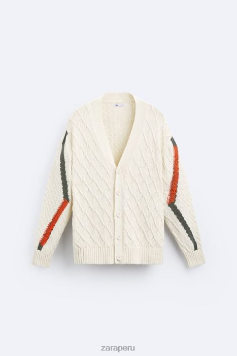 Zara hombres cárdigan tejido con textura BDP8J1042 ropa crudo