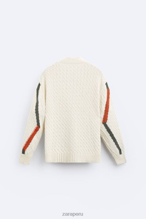 Zara hombres cárdigan tejido con textura BDP8J1042 ropa crudo