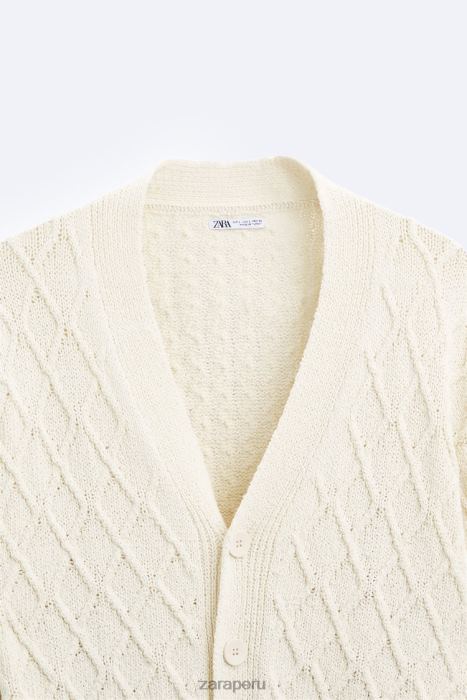 Zara hombres cárdigan tejido con textura BDP8J1042 ropa crudo