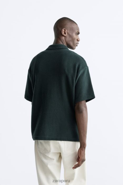 Zara hombres camisa de punto trenzado BDP8J1027 ropa verde