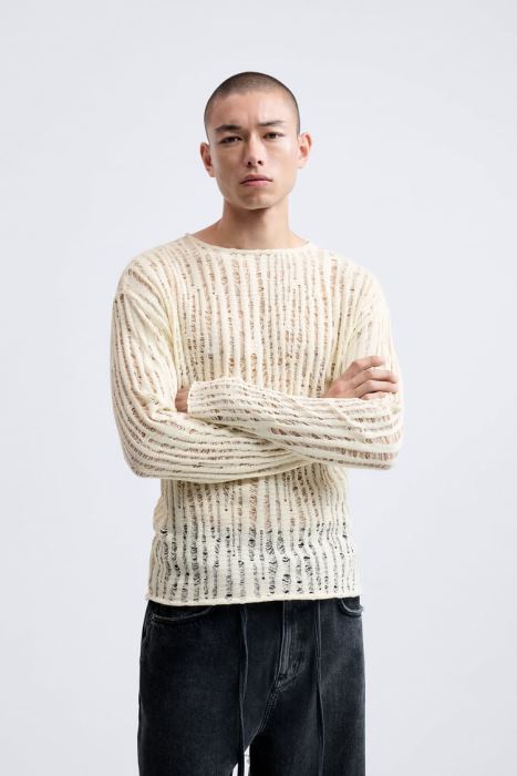 Zara hombres parte superior de punto caído BDP8J1034 ropa crudo