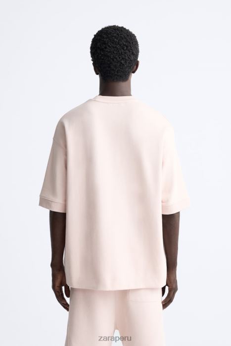 Zara hombres sudadera premium BDP8J1081 ropa rosa pastel