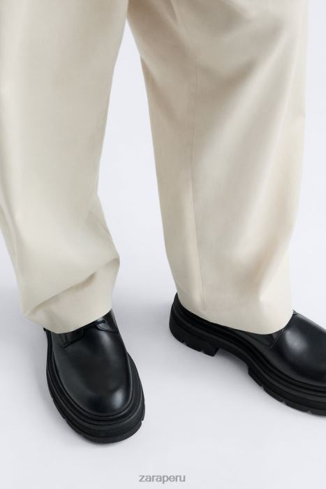 Zara hombres Zapatos derby de piel con suela gruesa - edición limitada BDP8J1261 calzado negro