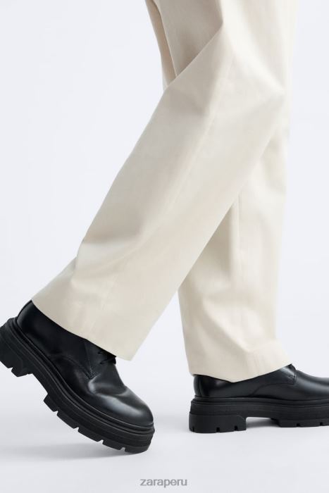 Zara hombres Zapatos derby de piel con suela gruesa - edición limitada BDP8J1261 calzado negro