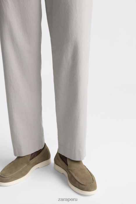 Zara hombres mocasines casuales de gamuza BDP8J1271 calzado marron oscuro