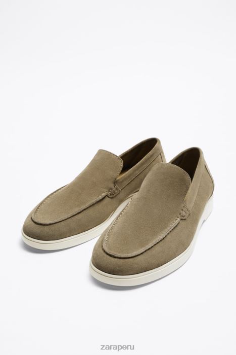 Zara hombres mocasines casuales de gamuza BDP8J1271 calzado marron oscuro