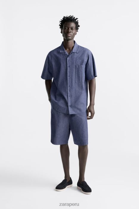 Zara hombres mocasines casuales de gamuza BDP8J1272 calzado azul oscuro