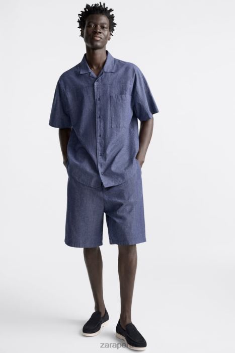 Zara hombres mocasines casuales de gamuza BDP8J1272 calzado azul oscuro