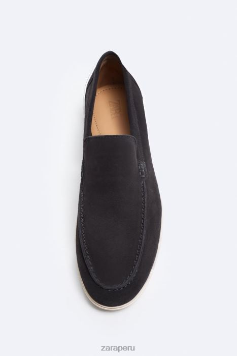 Zara hombres mocasines casuales de gamuza BDP8J1272 calzado azul oscuro