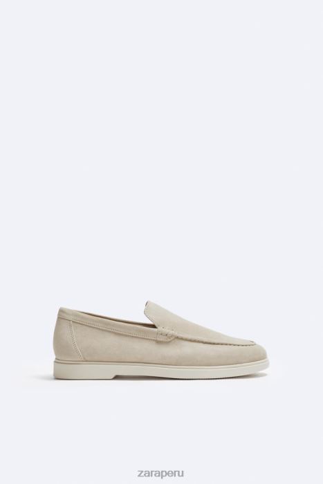 Zara hombres mocasines casuales de gamuza BDP8J1273 calzado blanquecino