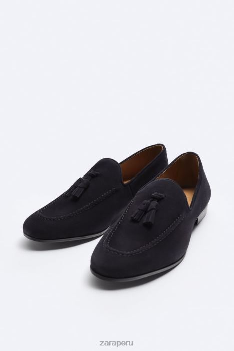 Zara hombres mocasines con borlas de ante BDP8J1275 calzado azul