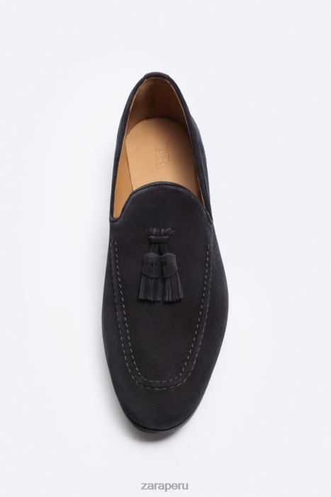 Zara hombres mocasines con borlas de ante BDP8J1275 calzado azul
