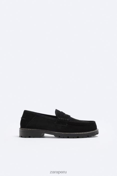 Zara hombres mocasines de ante BDP8J1260 calzado negro