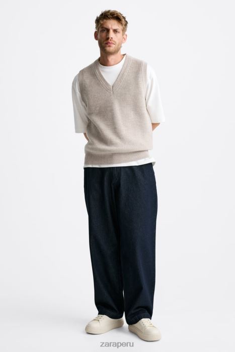 Zara hombres zapatillas con suela a rayas BDP8J1267 calzado blanco hueso