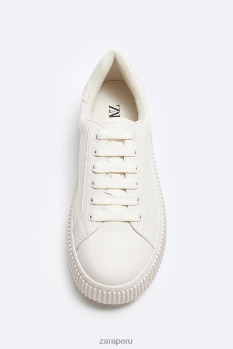 Zara hombres zapatillas con suela a rayas BDP8J1267 calzado blanco hueso