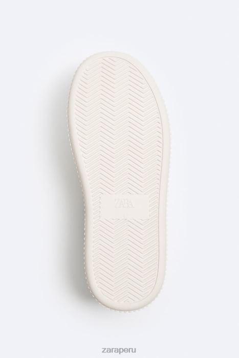 Zara hombres zapatillas con suela a rayas BDP8J1267 calzado blanco hueso