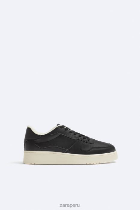 Zara hombres zapatillas retro de varias piezas BDP8J1269 calzado negro