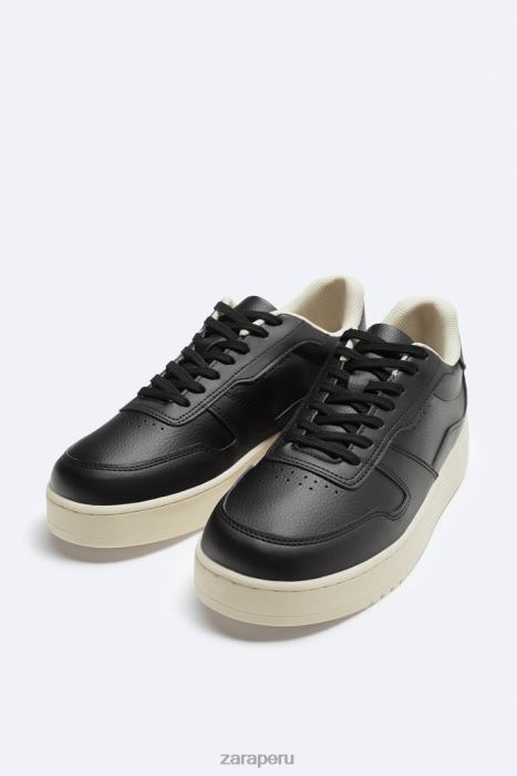 Zara hombres zapatillas retro de varias piezas BDP8J1269 calzado negro