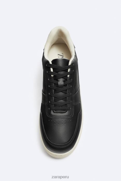Zara hombres zapatillas retro de varias piezas BDP8J1269 calzado negro