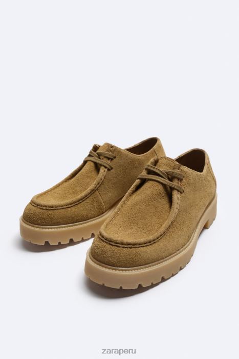 Zara hombres zapatos con puntera tipo mocasín BDP8J1259 calzado beige