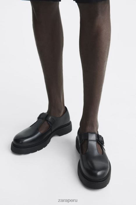 Zara hombres zapatos de jaula de cuero BDP8J1263 calzado negro