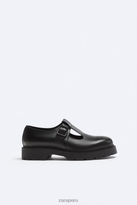 Zara hombres zapatos de jaula de cuero BDP8J1263 calzado negro