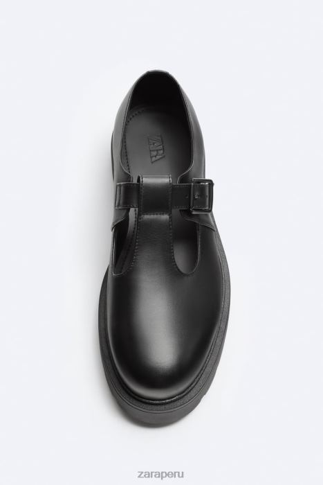Zara hombres zapatos de jaula de cuero BDP8J1263 calzado negro
