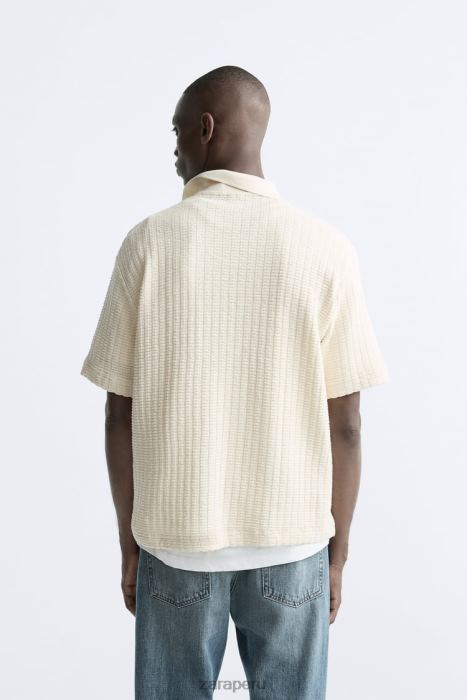 Zara hombres polo con textura vertical BDP8J1218 ropa crudo