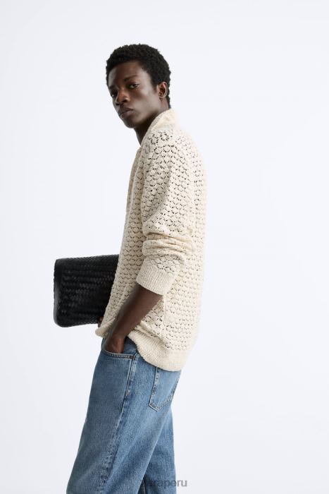 Zara hombres polo de punto de crochet texturizado BDP8J1234 ropa crudo