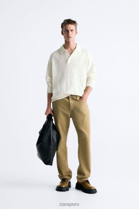 Zara hombres polo de punto texturizado BDP8J1230 ropa crudo