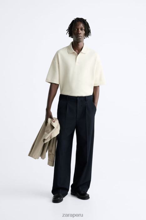 Zara hombres polo texturizado BDP8J1220 ropa marrón topo