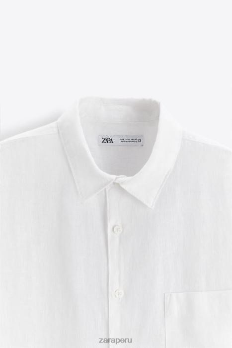 Zara hombres camisa 100% lino BDP8J1023 ropa blanco