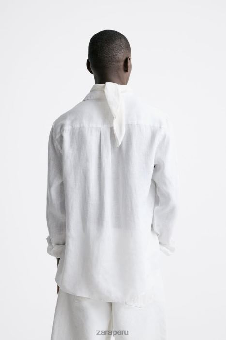 Zara hombres camisa 100% lino BDP8J1024 ropa blanco