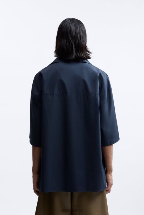 Zara hombres camisa boxy fit edición limitada BDP8J1186 ropa Azul marino