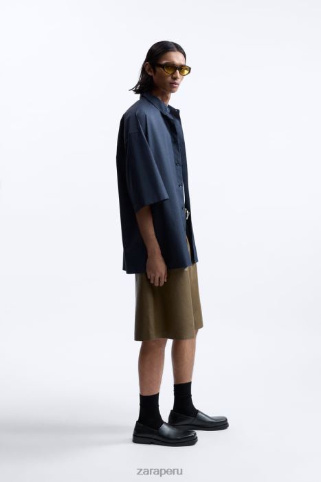 Zara hombres camisa boxy fit edición limitada BDP8J1186 ropa Azul marino