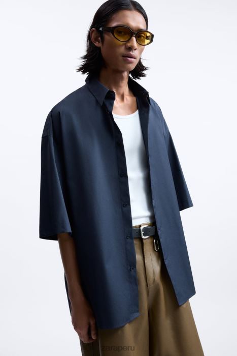 Zara hombres camisa boxy fit edición limitada BDP8J1186 ropa Azul marino