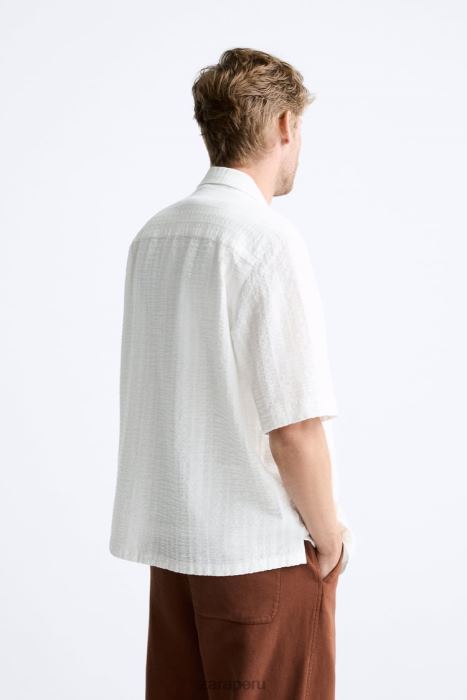 Zara hombres camisa con bolsillo texturizado BDP8J971 ropa blanco