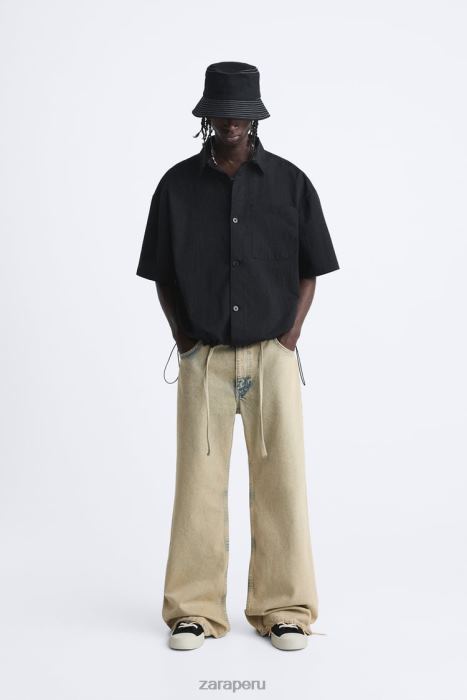 Zara hombres camisa con dobladillo ajustable BDP8J988 ropa negro