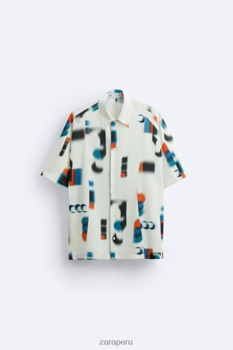 Zara hombres camisa con estampado abstracto BDP8J975 ropa impreso