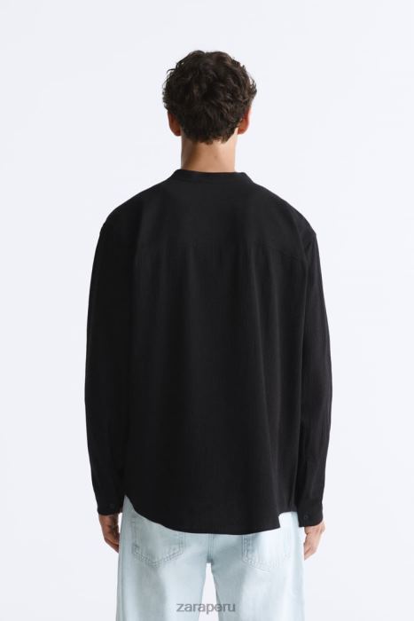 Zara hombres camisa de algodón - viscosa BDP8J986 ropa negro