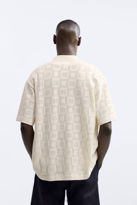 Zara hombres camisa de ganchillo BDP8J1011 ropa crudo