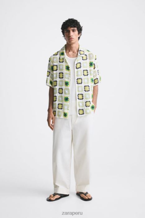 Zara hombres camisa de patchwork de crochet BDP8J1007 ropa multicolor