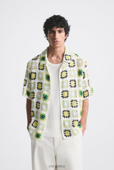Zara hombres camisa de patchwork de crochet BDP8J1007 ropa multicolor