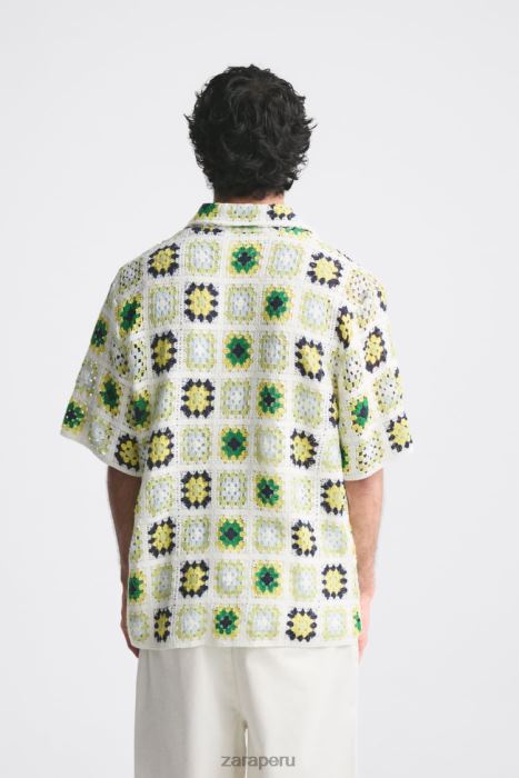 Zara hombres camisa de patchwork de crochet BDP8J1007 ropa multicolor