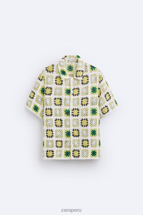 Zara hombres camisa de patchwork de crochet BDP8J1007 ropa multicolor