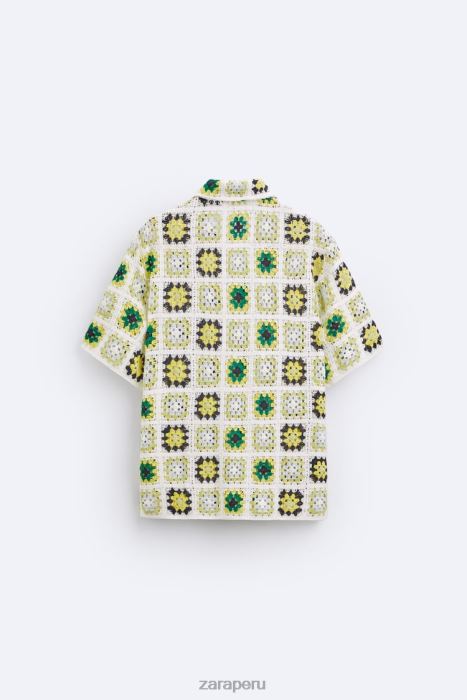 Zara hombres camisa de patchwork de crochet BDP8J1007 ropa multicolor