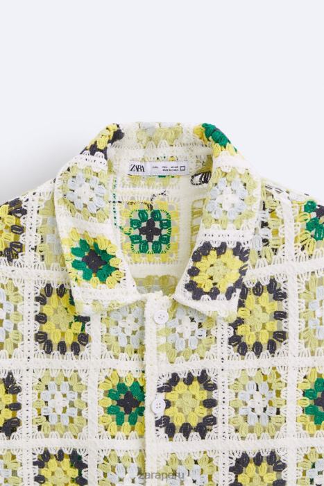 Zara hombres camisa de patchwork de crochet BDP8J1007 ropa multicolor