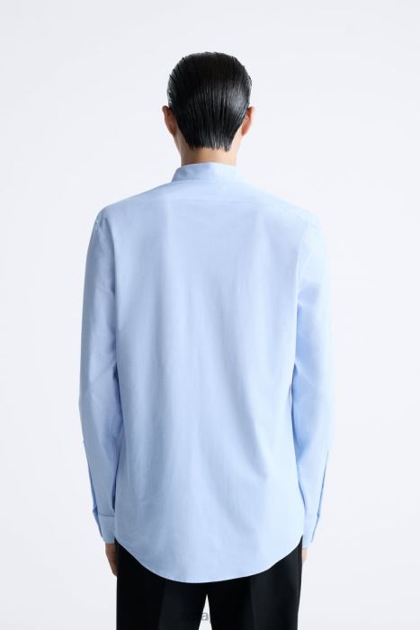 Zara hombres camisa elástica BDP8J998 ropa cielo azul