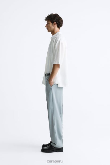 Zara hombres camisa en mezcla de modal BDP8J1002 ropa ostra blanca