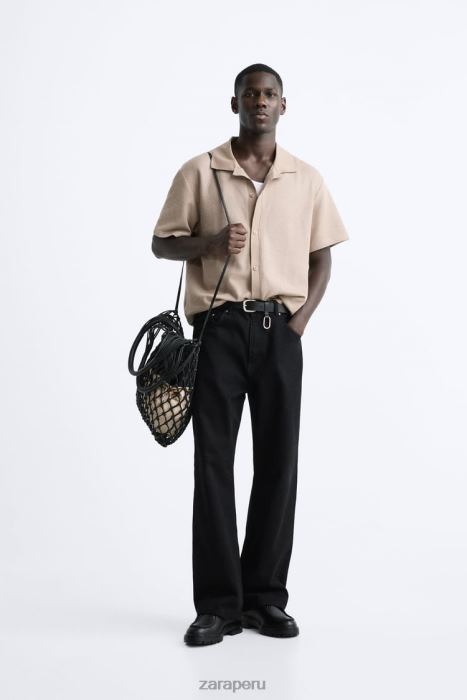 Zara hombres camisa estructurada BDP8J994 ropa marrón claro